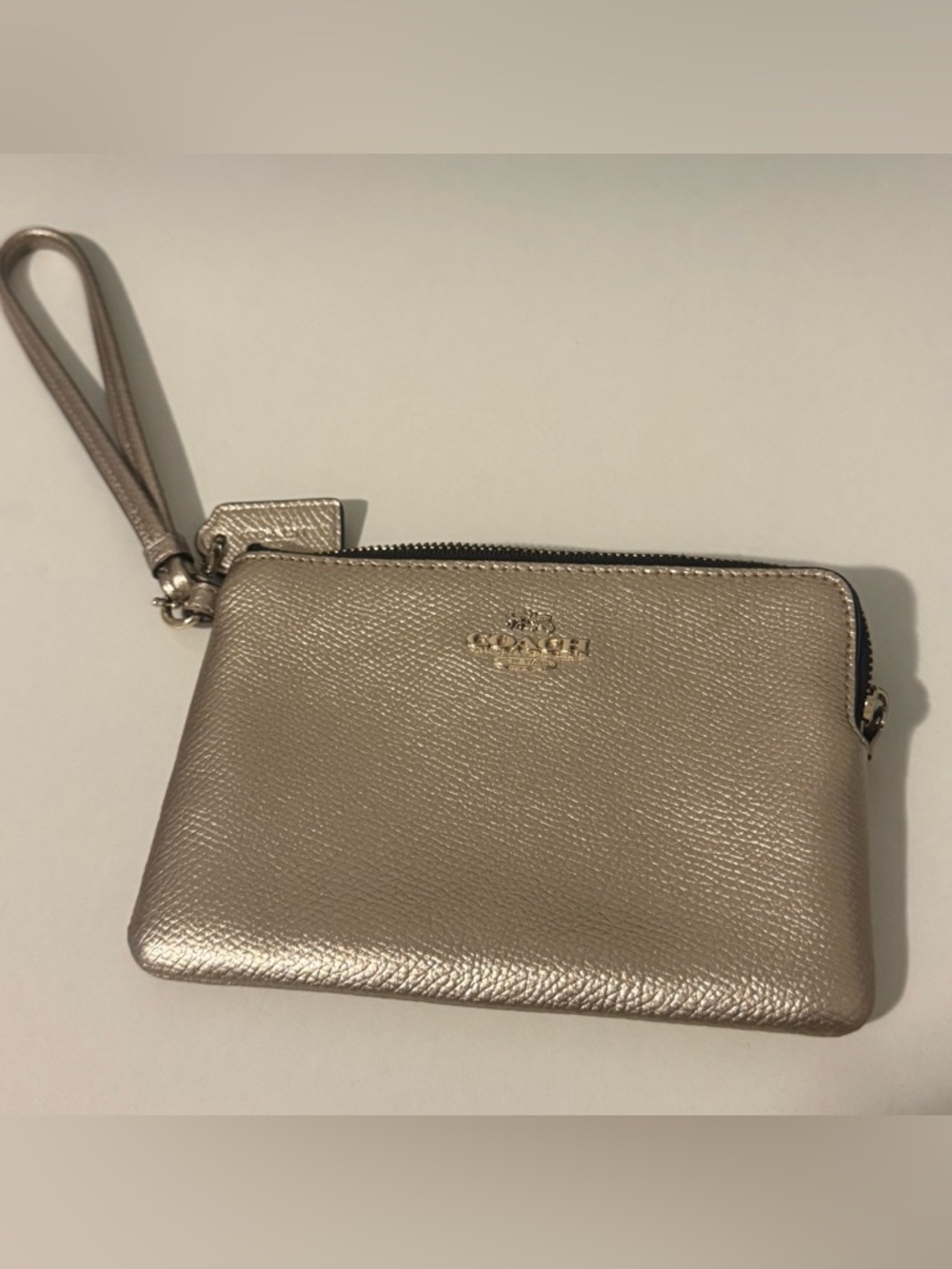 Coach Metallic Champagne Leather Wristlet